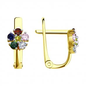 Серьги из лимонного золота SOKOLOV с фианитом 0200030-2 фото