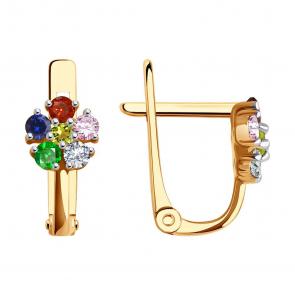 Золотые серьги SOKOLOV с фианитом 0200030 фото