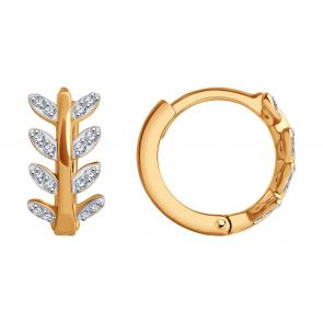 Золотые серьги SOKOLOV с фианитом 0200062 фото