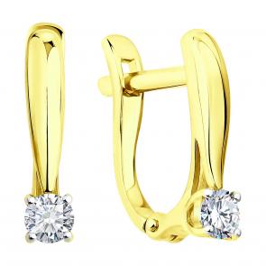 Серьги из лимонного золота SOKOLOV с фианитом 0200071-2 фото