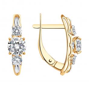 Золотые серьги SOKOLOV с фианитом 0200086 фото