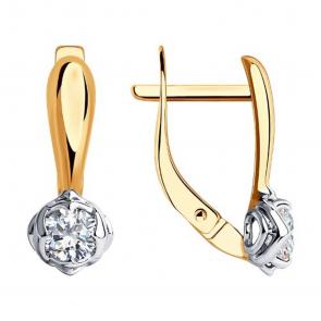 Золотые серьги SOKOLOV с фианитом 0200087 фото