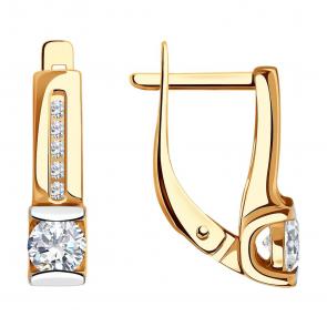 Золотые серьги SOKOLOV с фианитом 0200088 фото