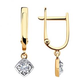 Золотые серьги SOKOLOV с фианитом 0200090 фото