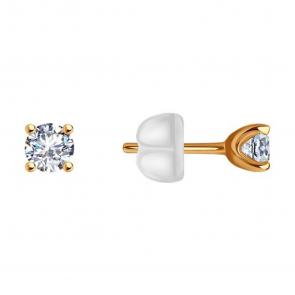 Золотые серьги SOKOLOV с фианитом 0200103 фото