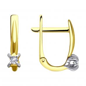 Серьги из лимонного золота SOKOLOV с фианитом 0200128-2 фото