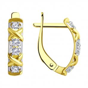 Серьги из лимонного золота SOKOLOV с фианитом 0200132-2 фото