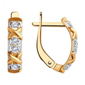 Золотые серьги SOKOLOV с фианитом 0200132 фото