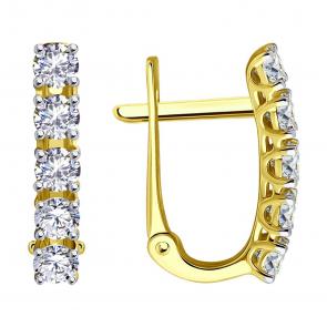 Серьги из лимонного золота SOKOLOV с фианитом 0200136-2 фото