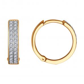 Золотые серьги SOKOLOV с фианитом 0200142 фото