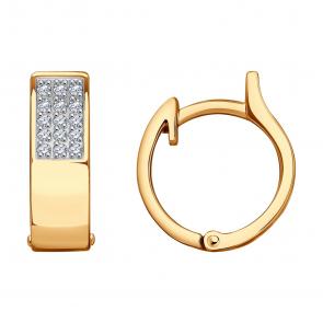 Золотые серьги SOKOLOV с фианитом 0200146 фото