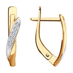 Золотые серьги SOKOLOV с фианитом 0200168 фото