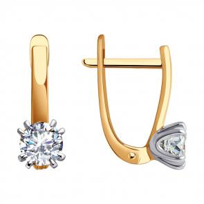 Золотые серьги SOKOLOV с фианитом 0200172 фото