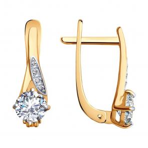 Золотые серьги SOKOLOV с фианитом 0200175 фото