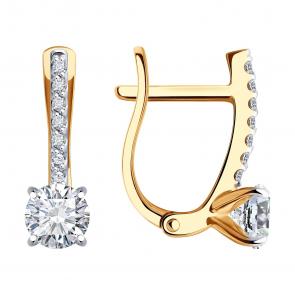 Золотые серьги SOKOLOV с фианитом 0200178 фото