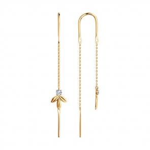 Золотые серьги SOKOLOV с фианитом 0200183 фото