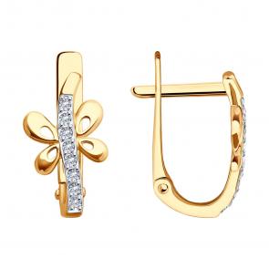 Золотые серьги SOKOLOV с фианитом 0200206 фото