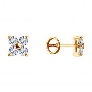 Золотые серьги SOKOLOV с фианитом 0200207 фото