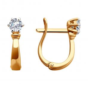 Золотые серьги SOKOLOV с фианитом 0200208 фото