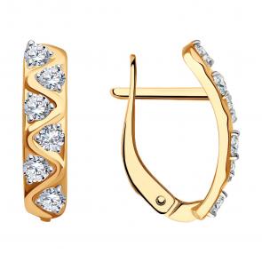 Золотые серьги SOKOLOV с фианитом 0200219 фото