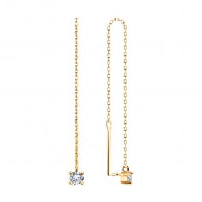 Золотые серьги SOKOLOV с фианитом 0200220 фото