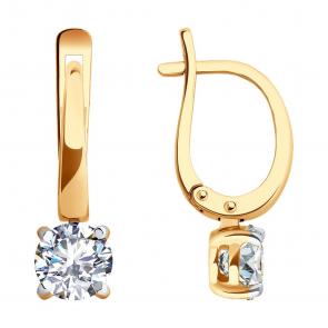 Золотые серьги SOKOLOV с фианитом 0200229 фото