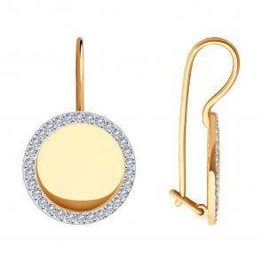 Золотые серьги SOKOLOV с фианитом 0200230 фото