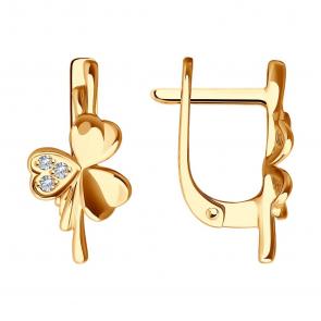 Золотые серьги SOKOLOV с фианитом 0200239 фото