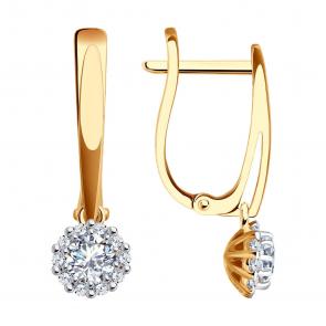 Золотые серьги SOKOLOV с фианитом 0200244 фото
