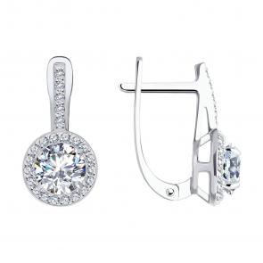 Серьги из белого золота SOKOLOV с фианитом 0200256-3 фото