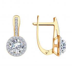 Золотые серьги SOKOLOV с фианитом 0200256 фото