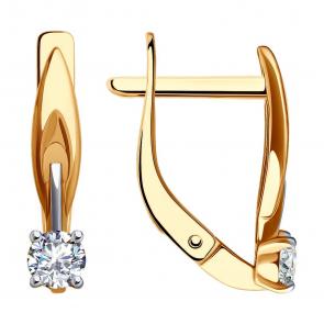 Золотые серьги SOKOLOV с фианитом 0200270 фото