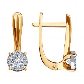 Золотые серьги SOKOLOV с фианитом 0200285 фото