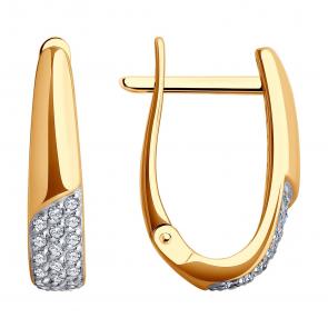 Золотые серьги SOKOLOV с фианитом 0200288 фото