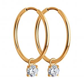 Золотые серьги-трансформеры SOKOLOV с фианитом 0200294 фото