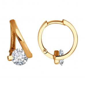 Золотые серьги SOKOLOV с фианитом 0200299 фото