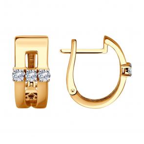 Золотые серьги SOKOLOV с фианитом 0200302 фото