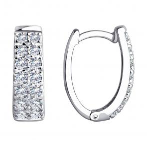 Серьги из белого золота SOKOLOV с фианитом 0200303-3 фото