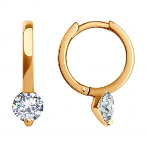 Золотые серьги SOKOLOV с фианитом 0200304 фото
