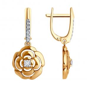 Золотые серьги SOKOLOV с фианитом 0200306 фото