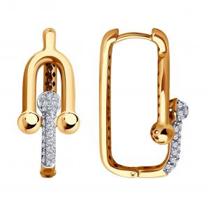 Золотые серьги SOKOLOV с фианитом 0200322 фото