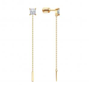 Золотые серьги SOKOLOV с фианитом 0200332 фото