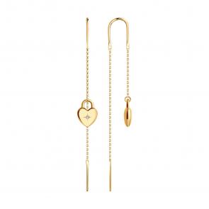 Золотые серьги SOKOLOV с фианитом 0200333 фото