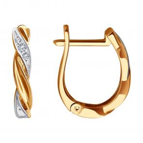 Золотые серьги SOKOLOV с фианитом 0200335 фото