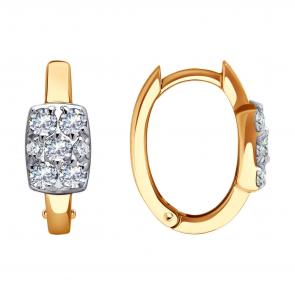 Золотые серьги SOKOLOV с фианитом 0200338 фото