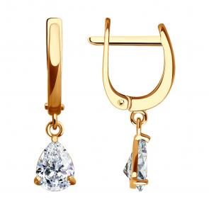 Золотые серьги SOKOLOV с фианитом 0200351 фото