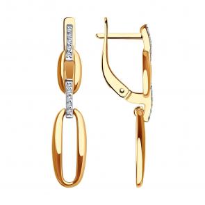 Золотые серьги SOKOLOV с фианитом 0200360 фото