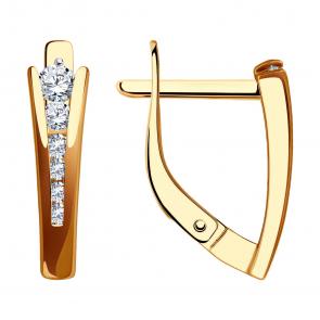 Золотые серьги SOKOLOV с фианитом 0200363 фото