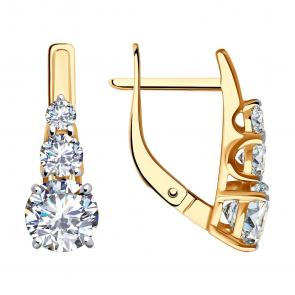 Золотые серьги SOKOLOV с фианитом 0200376 фото