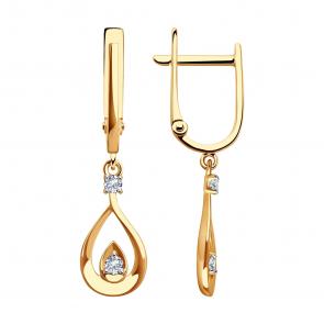 Золотые серьги SOKOLOV с фианитом 0200378 фото